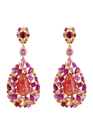 Fernanda Pink Opal Drop Earrings Gold