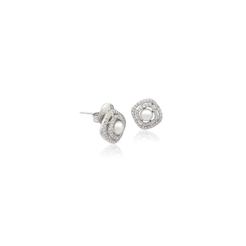 Freshwater Pearl & Cubic Zirconia Earrings