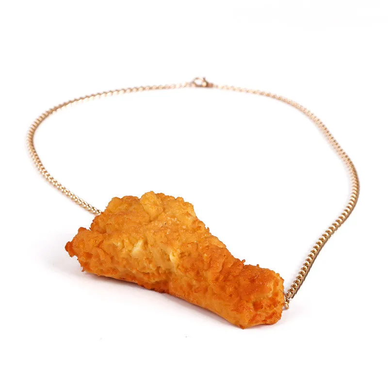 Fried Chicken Nugget Funny Resin Necklace