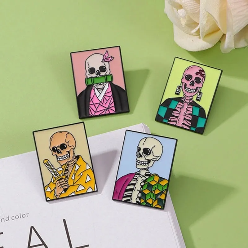 Funny Skull Alloy Unisex Brooches