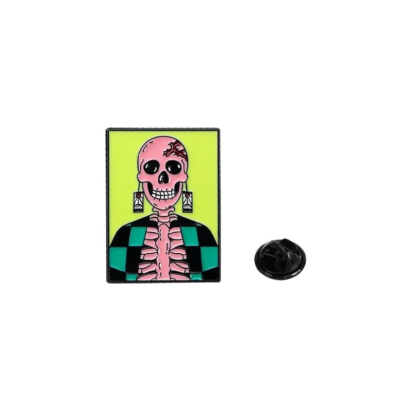 Funny Skull Alloy Unisex Brooches