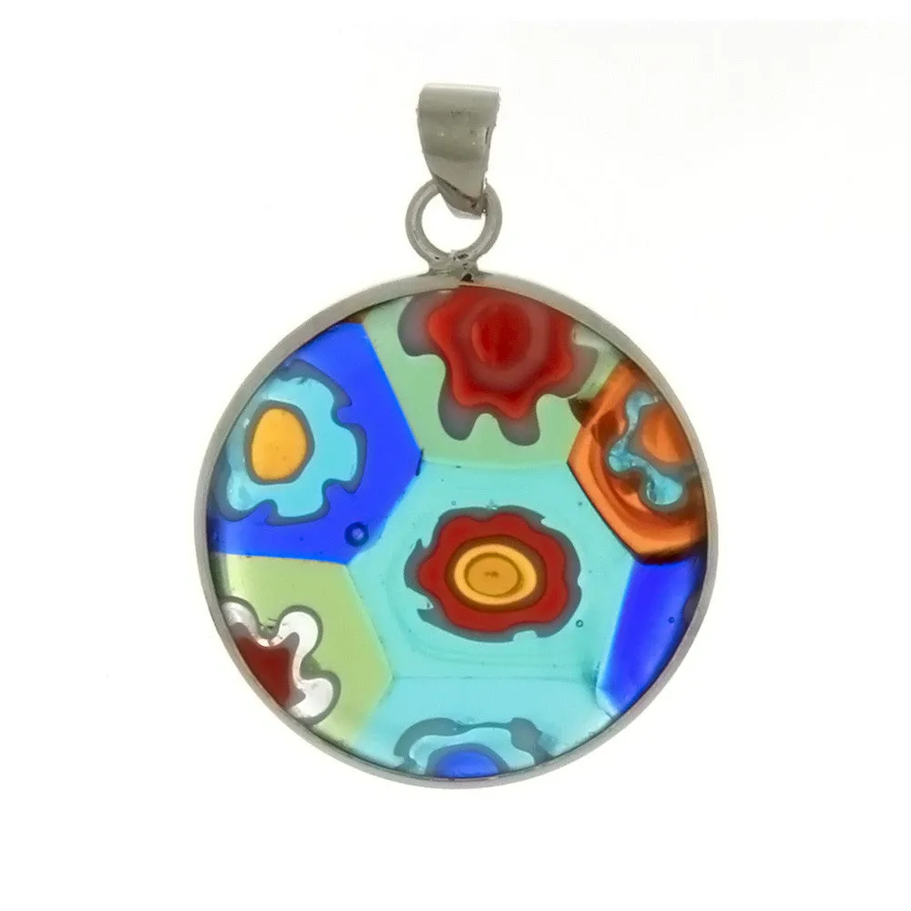 GLASS MILLEFIORI COIN 20 MM PENDANT