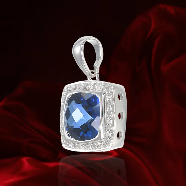 Glistening Cushion Cut Sapphire Pendant