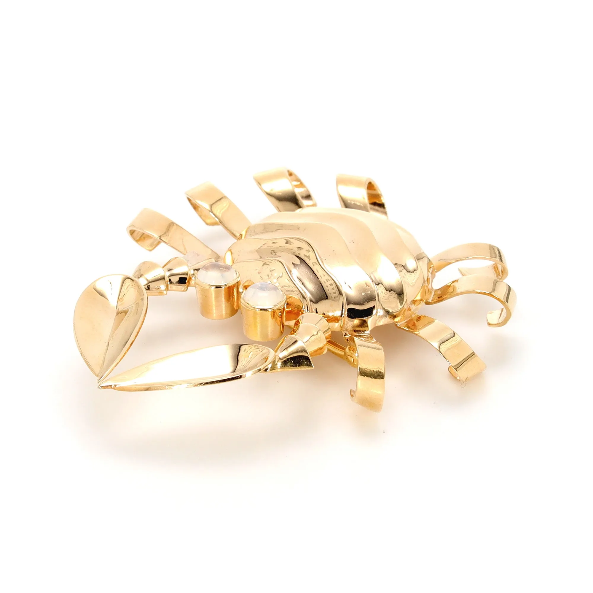 Gold and Moonstone Crab Pin