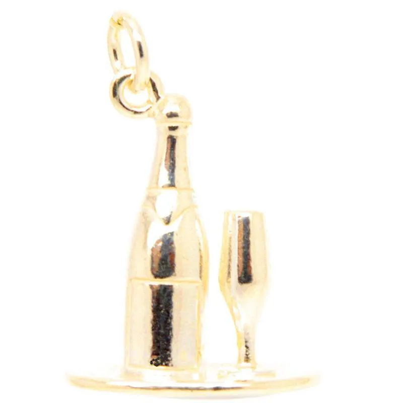 Gold Champagne and Glasses Charm