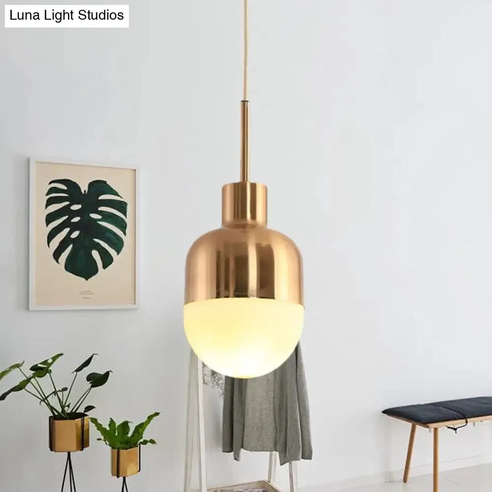 Gold Finish Frosted Glass Pendulum Hanging Light - Simple and Elegant Design