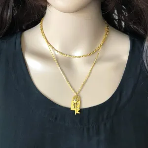 Gold Key and Lock Layered Necklace