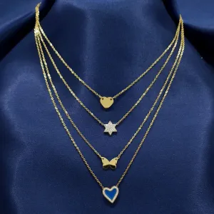 Gold Plated Multi Layered Chain Necklace