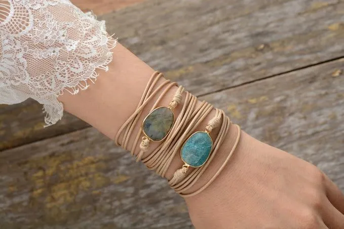 Handmade Natural Amazonite Wrap Bracelet