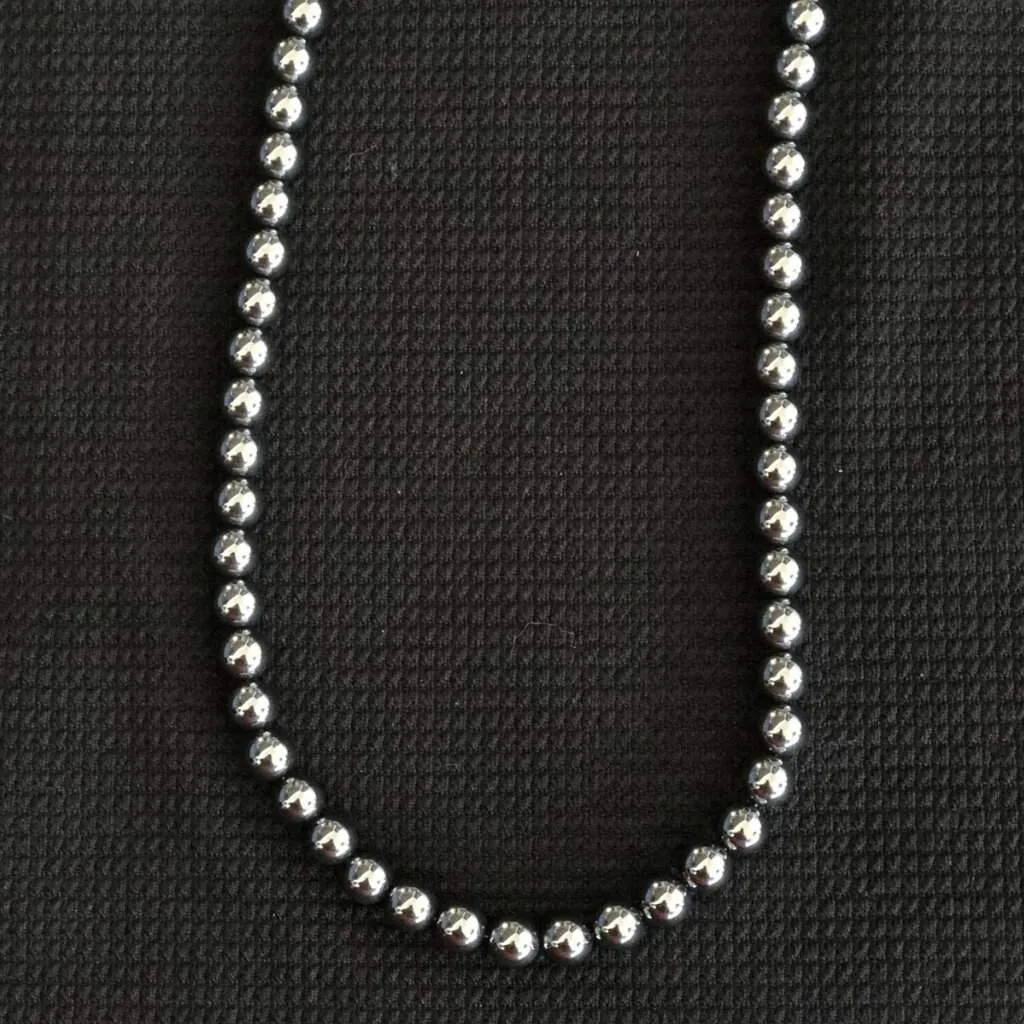 Hematite Mens Beaded Necklace