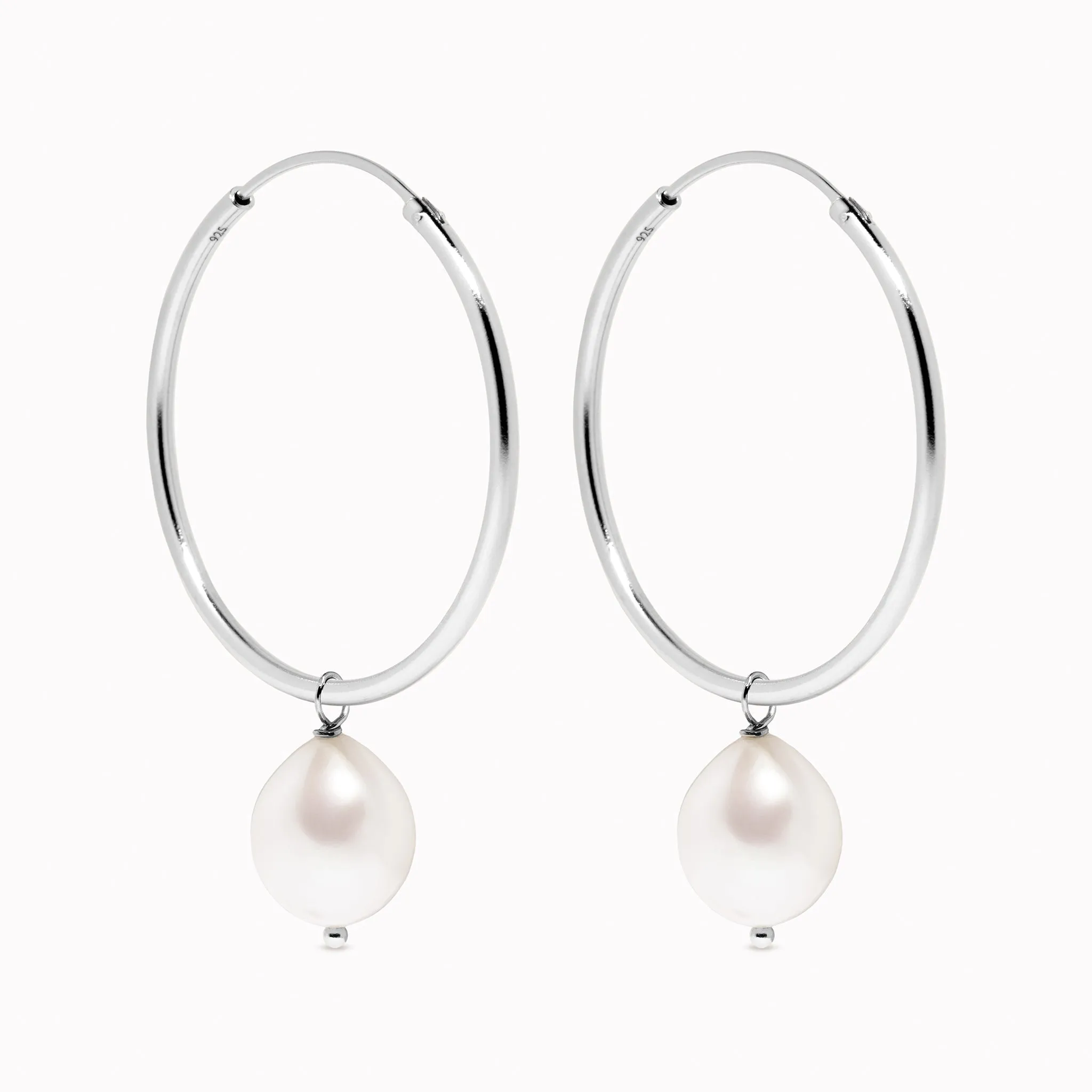 Hoop Earrings with Pearl Silver - Rebecca