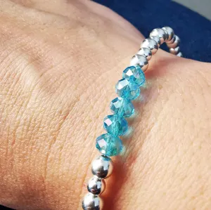 IVY - Sterling Silver Aquamarine Bead Bracelet