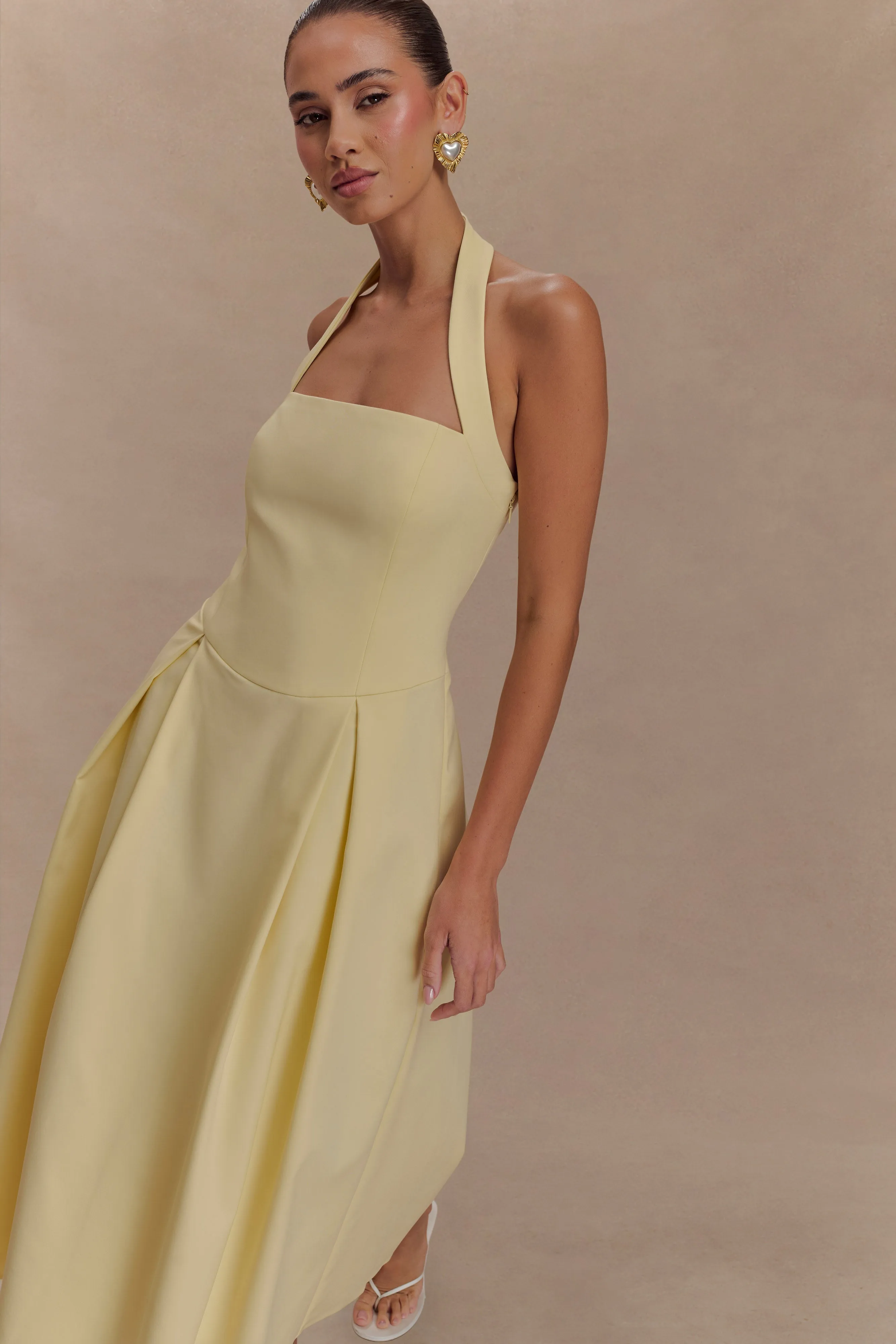 Juana Halter Midi Dress - Lemon