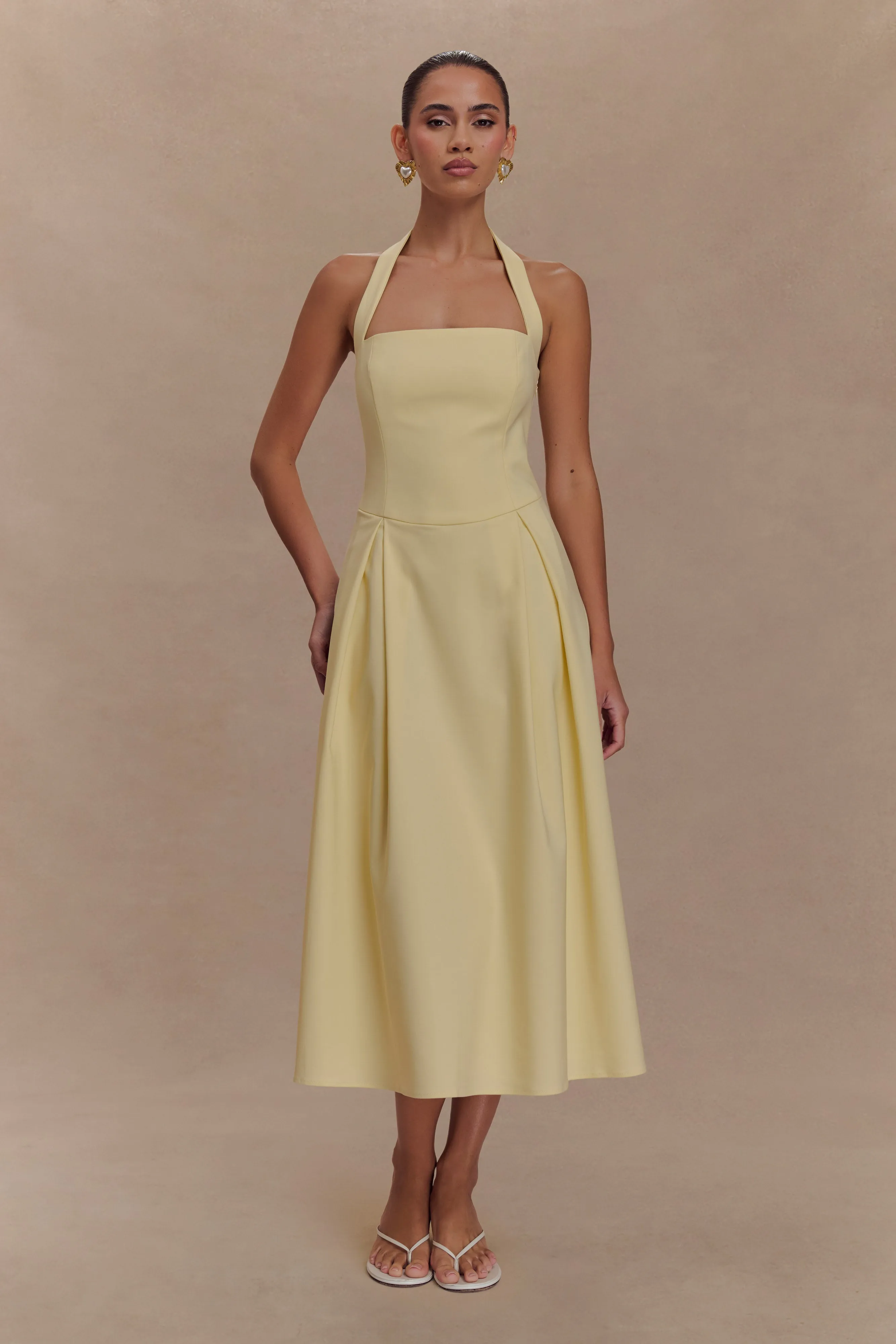 Juana Halter Midi Dress - Lemon