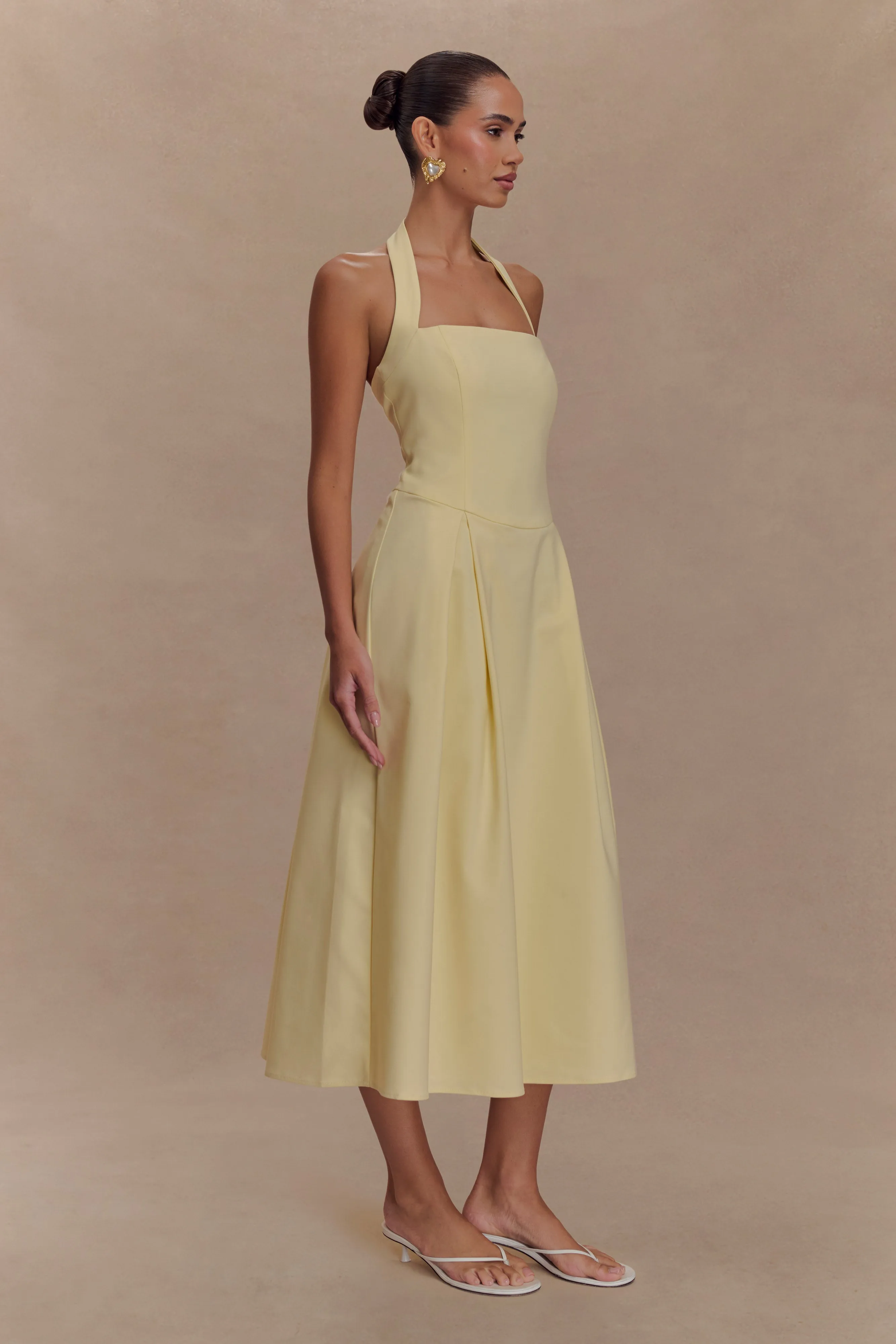 Juana Halter Midi Dress - Lemon