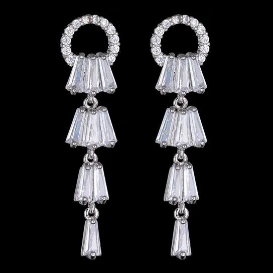 Kayli Chandelier Earrings With Slender Crystal Baguettes