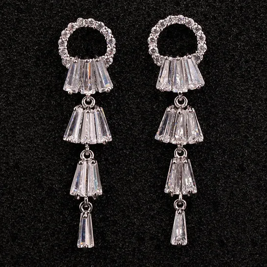 Kayli Chandelier Earrings With Slender Crystal Baguettes