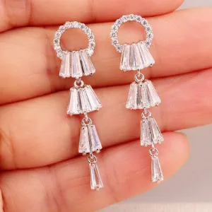 Kayli Chandelier Earrings With Slender Crystal Baguettes