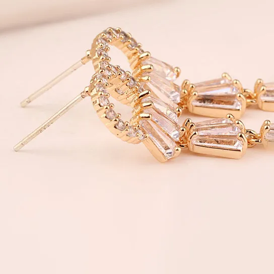 Kayli Chandelier Earrings With Slender Crystal Baguettes