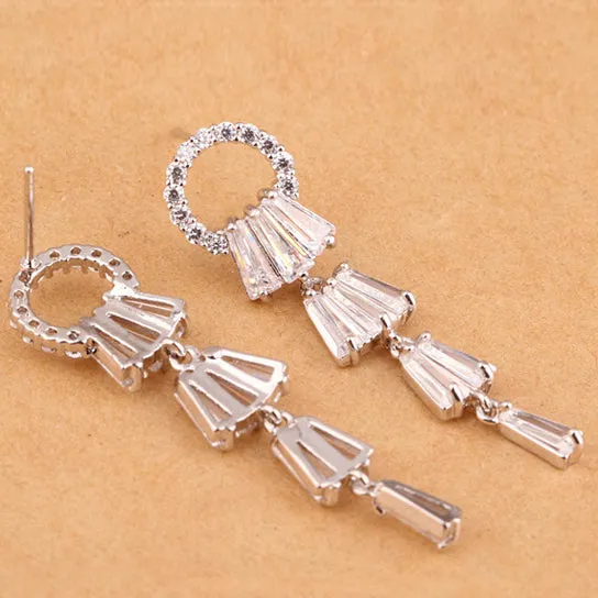 Kayli Chandelier Earrings With Slender Crystal Baguettes