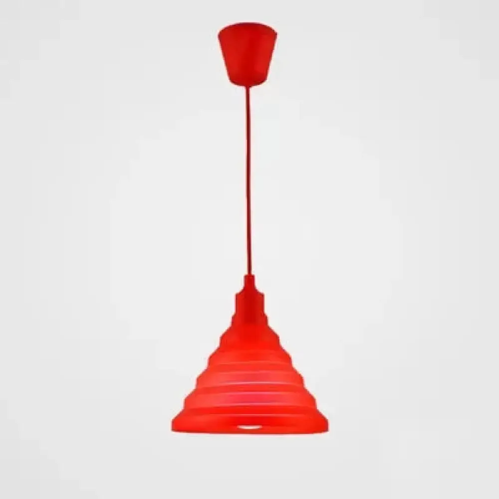 Kids Colorful Hanging Pendant Light for Game Room - Single Head Metal Conical Design