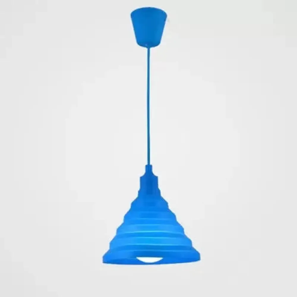 Kids Colorful Hanging Pendant Light for Game Room - Single Head Metal Conical Design