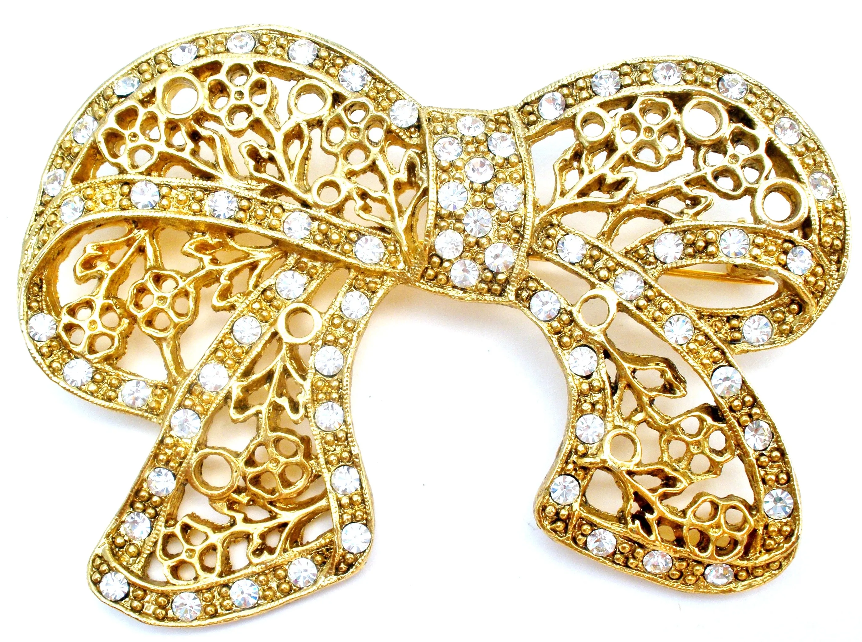 Large 1928 Co Rhinestone Bow Brooch Vintage