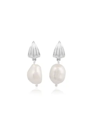 Lola Knight - Marinda - Freshwater Pearl Drop Earrings - Silver