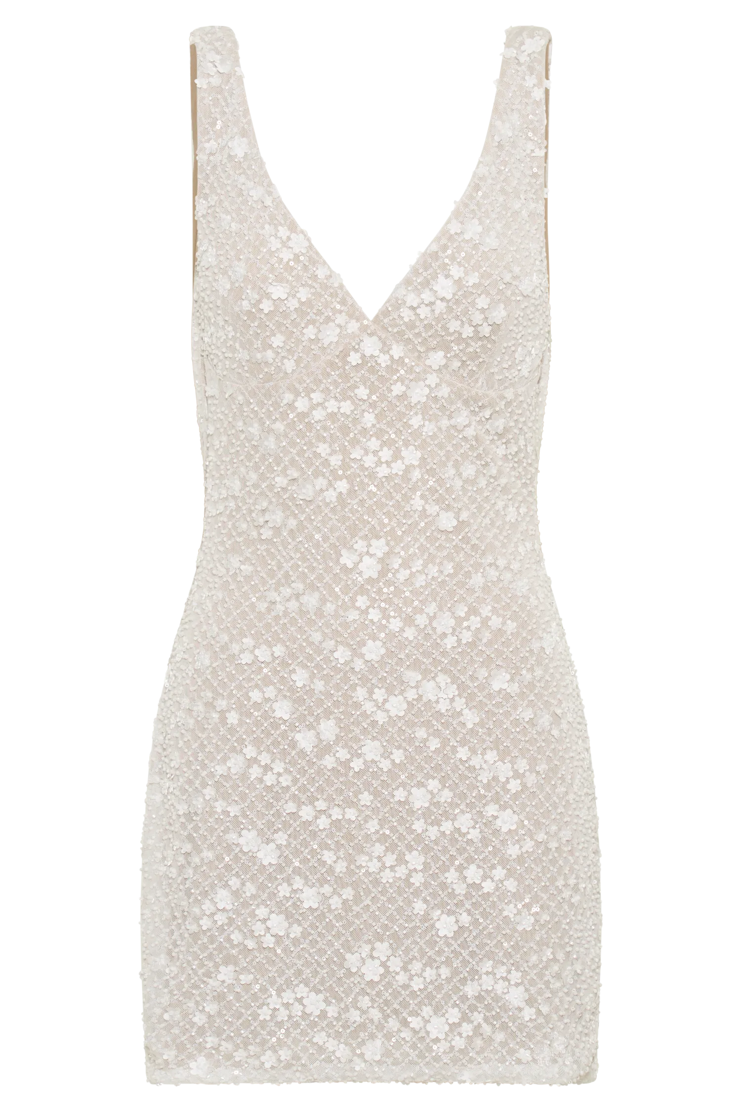 Louanne Daisy Beaded Mini Dress - White