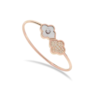 LUCE COLOUR - BRACELET FLEX TOI ET MOI ROSE GOLD PAVE MOTHER OF PEARL & 1 DIAMOND