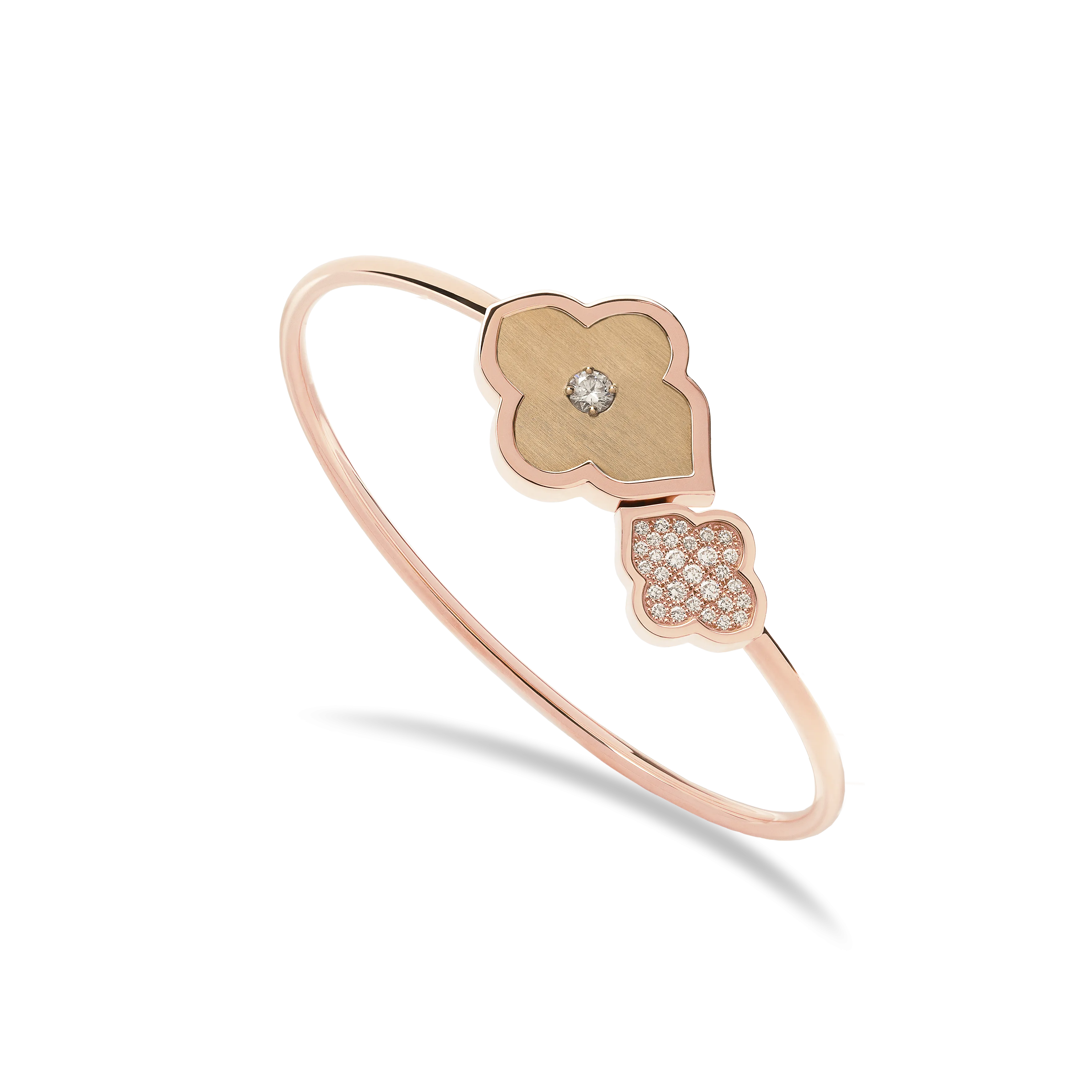 LUCE COLOUR - BRACELET FLEX TOI ET MOI S-M ROSE GOLD PAVE & 1 DIAMOND