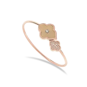 LUCE COLOUR - BRACELET FLEX TOI ET MOI S-M ROSE GOLD PAVE & 1 DIAMOND