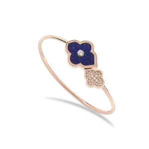 LUCE COLOUR - BRACELET FLEX TOI ET MOI S-M ROSE GOLD PAVE LAPIS LAZULI & 1 DIAMOND