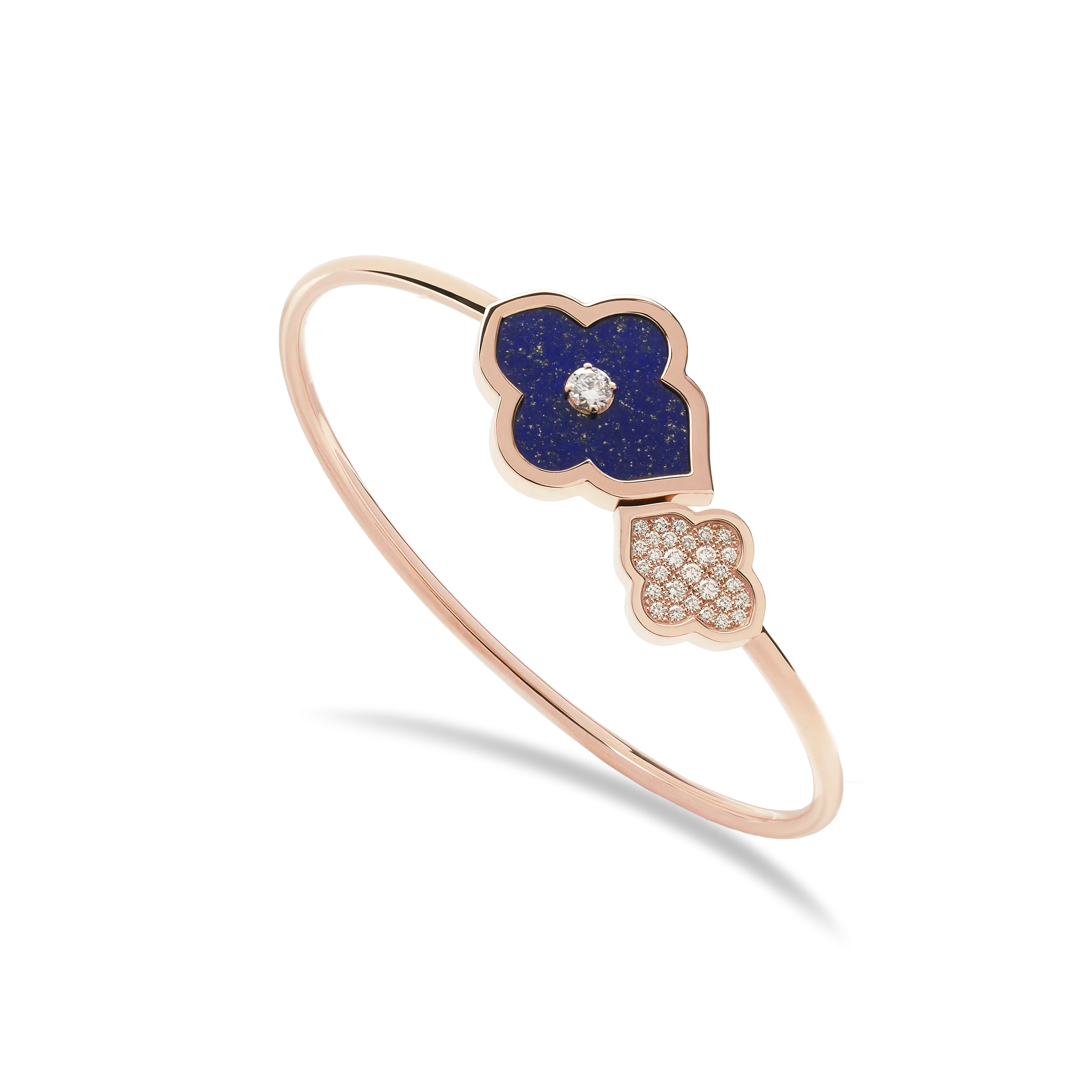 LUCE COLOUR - BRACELET FLEX TOI ET MOI S-M ROSE GOLD PAVE LAPIS LAZULI & 1 DIAMOND