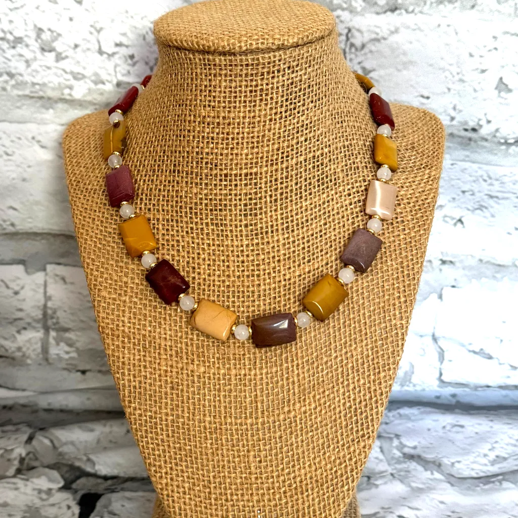 Mens Moukaite Rectangle Beaded Necklace