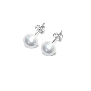 Men's Pearl Stud Earrings - 7mm White