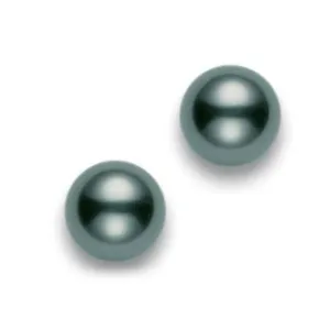 Mikimoto 18K White Gold 9mm Cultured Black South Sea Pearl Stud Earrings