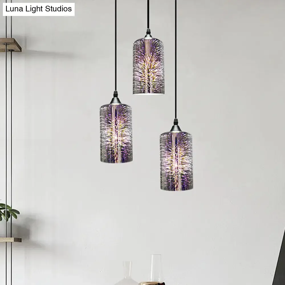 Modern 3D Colorful Glass Pendant Ceiling Light, 1-Head Black Hanging Lamp Kit