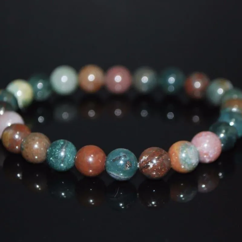 Natural Indian Agate Gemstone Unisex / Men's Bracelets