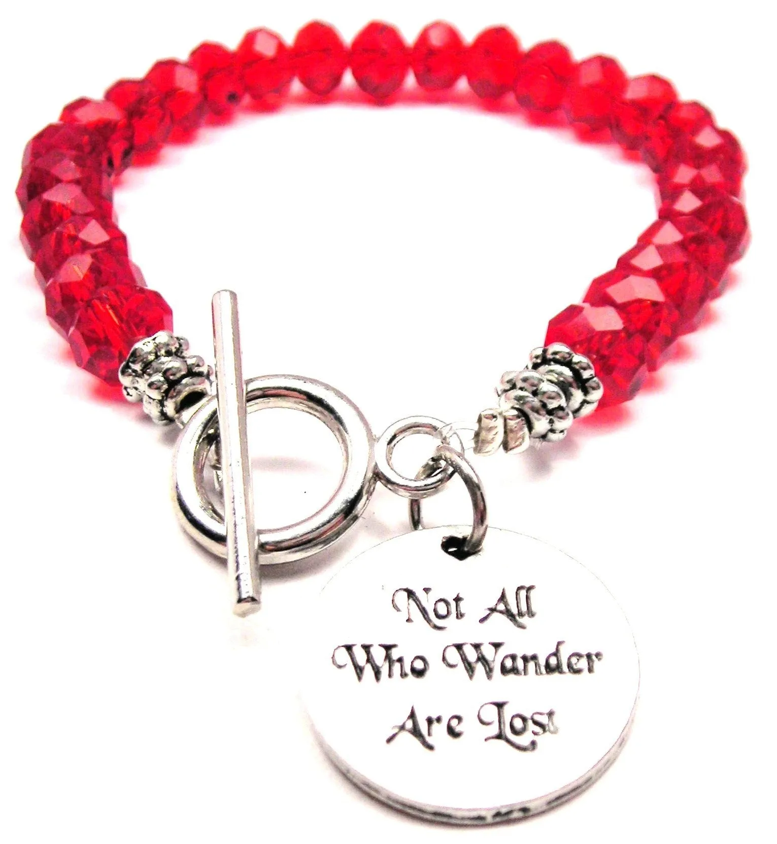 Not All Who Wander Are Lost Crystal Beaded Toggle Style Bracelet