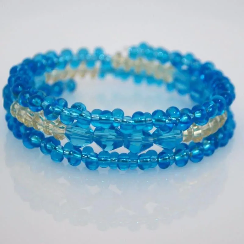 Ocean Blue Crystal and Czech Beads Bracelets