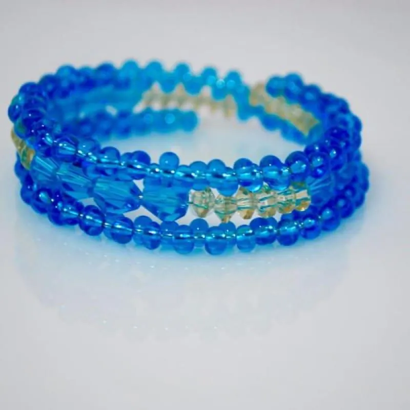 Ocean Blue Crystal and Czech Beads Bracelets