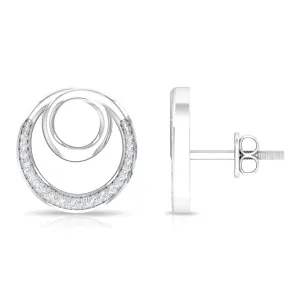 Open Circle Stud Earrings with Diamonds