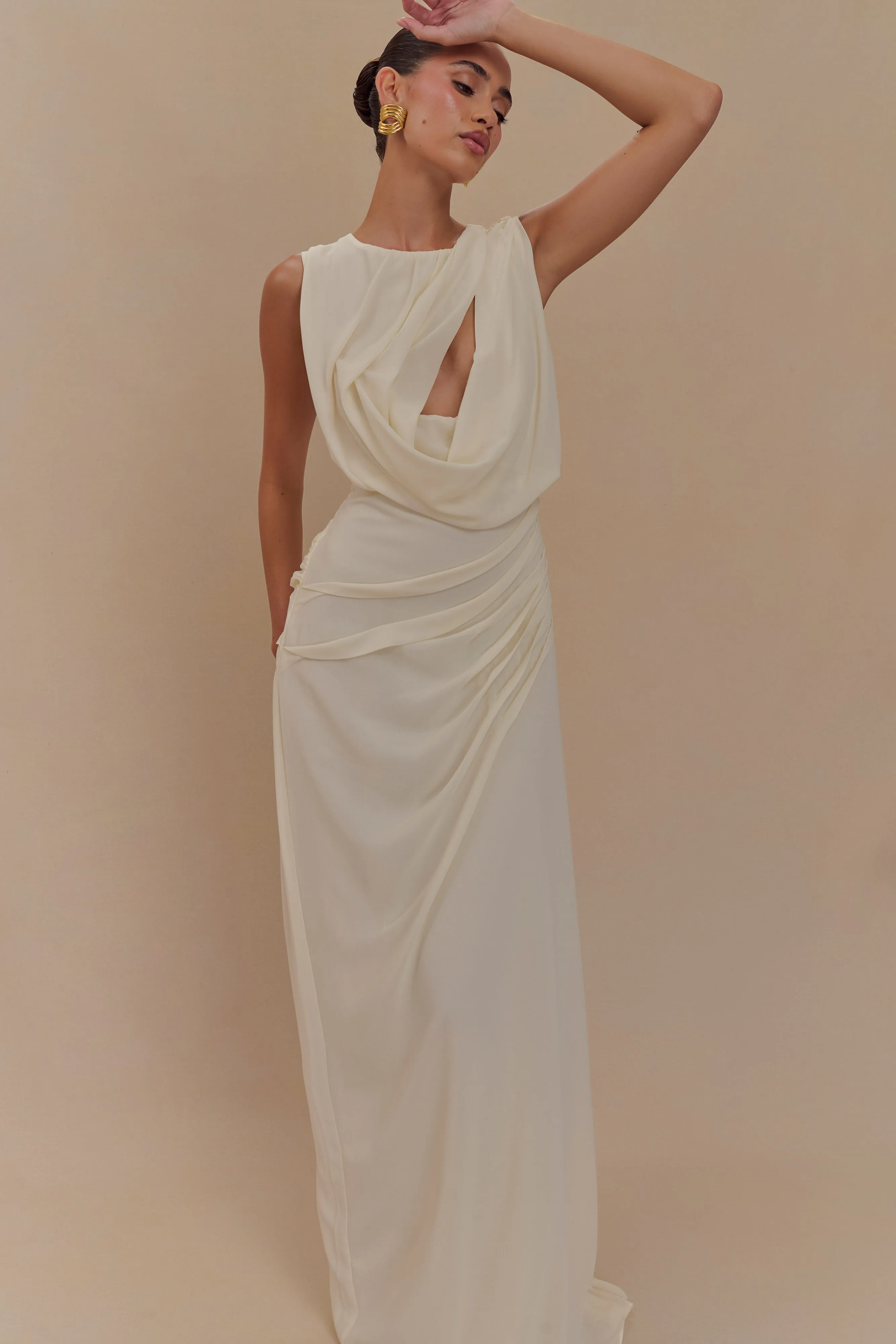 Oria Chiffon Maxi Dress - Ivory