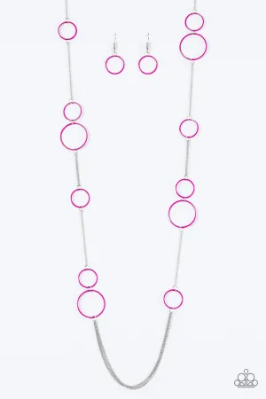 Paparazzi Necklace ~ Hoop and Hoppin - Pink