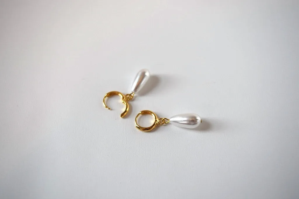 Pearl and Hoop Dangle Earrings - Small