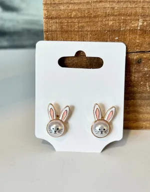 Pearl Bunny Stud Earrings