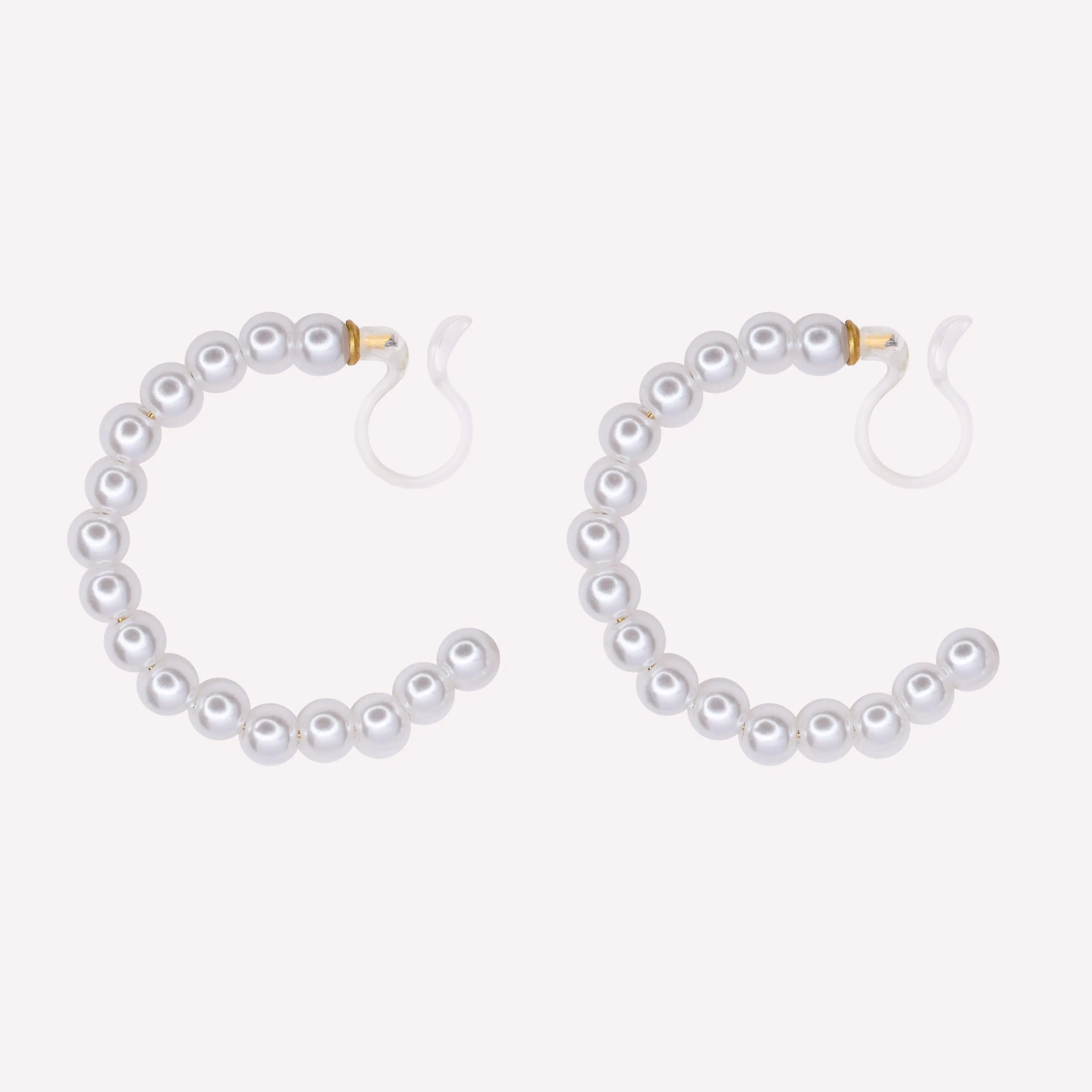 PEARL HOOP CLIP-ON EARRINGS IN GOLD