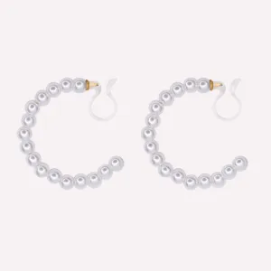 PEARL HOOP CLIP-ON EARRINGS IN GOLD