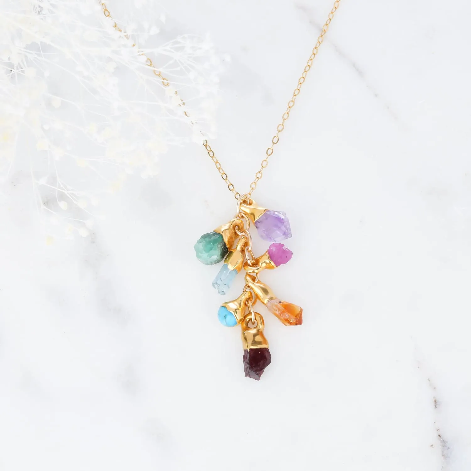 Personalized Dainty Raw Gemstone Birthstone Necklace